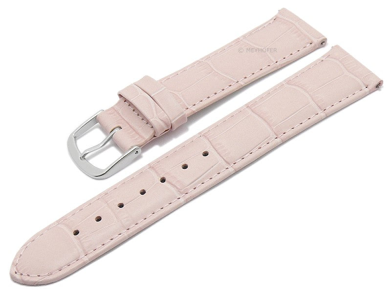 Uhrenarmband EASY-CLICK Sacaton 24mm rosa echt Leder Alligator-Prägung abgenäht von MEYHOFER (Schließenbreite 22 mm)