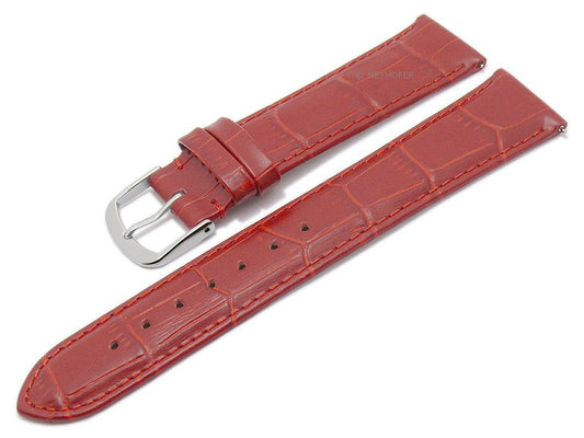 Meyhofer EASY-CLICK Uhrenarmband Sacaton 22mm rot Leder Alligator-Prägung abgenäht (Schließenanstoß 20 mm)