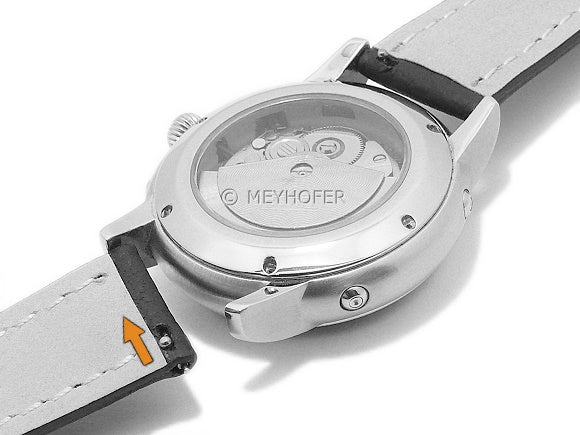 Uhrenarmband EASY-CLICK Hartington 22mm dunkelbraun echt Hirschleder genarbt abgenäht von MEYHOFER (Schließenbreite 20 mm)