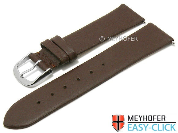 Meyhofer EASY-CLICK Uhrenarmband XS Tampa 18mm dunkelbraun Leder glatt ohne Naht (Schließenanstoß 16 mm)