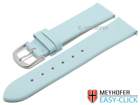 Meyhofer EASY-CLICK Uhrenarmband XS Tampa 16mm hellblau Leder glatt ohne Naht (Schließenanstoß 14 mm)