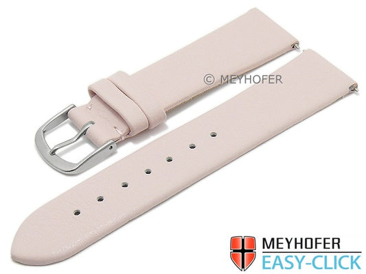 Meyhofer EASY-CLICK Uhrenarmband XS Tampa 22mm rosa Leder glatt ohne Naht (Schließenanstoß 20 mm)