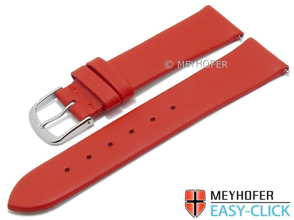 Meyhofer EASY-CLICK Uhrenarmband XS Tampa 20mm rot Leder glatt ohne Naht (Schließenanstoß 18 mm)