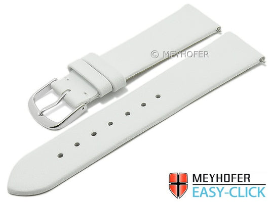 Meyhofer EASY-CLICK Uhrenarmband XS Tampa 18mm weiß Leder glatt ohne Naht (Schließenanstoß 16 mm)