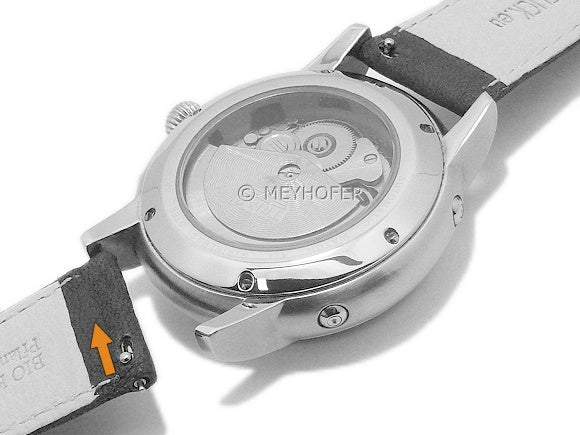 Meyhofer EASY-CLICK Uhrenarmband XS Ecola 18mm hellbraun Leder vegetabil genarbt abgenäht (Schließenanstoß 16 mm)