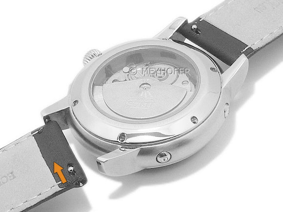 Meyhofer EASY-CLICK Uhrenarmband Amnicon 18mm dunkelblau Leder glatt helle Naht (Schließenanstoß 18 mm)