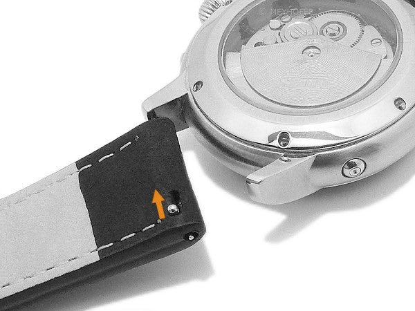 Uhrenarmband EASY-CLICK Tarragona 22mm dunkelblau echt Büffelleder Aviator-Style helle Kontrastnaht mit Nieten  von MEYHOFER (Schließenbreite 20 mm)