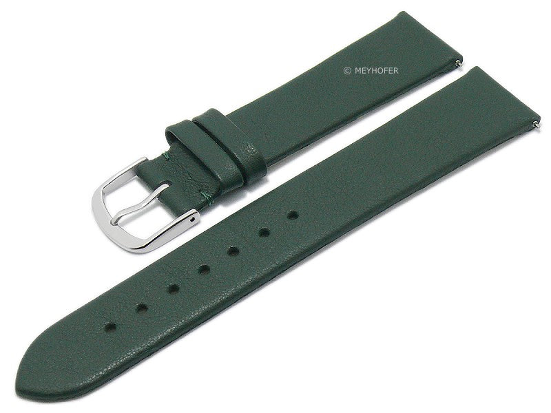 Meyhofer EASY-CLICK Uhrenarmband Natal 20mm dunkelgrün Leder glatt ohne Naht (Schließenanstoß 18 mm)