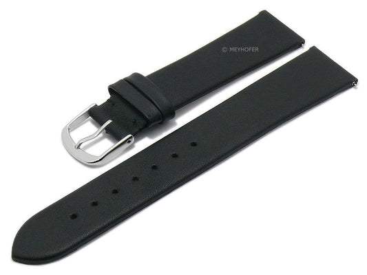 Meyhofer EASY-CLICK Uhrenarmband Natal 20mm schwarz Leder glatt ohne Naht (Schließenanstoß 18 mm)