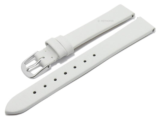 Meyhofer EASY-CLICK Uhrenarmband Natal 12mm weiß Leder glatt ohne Naht (Schließenanstoß 10 mm)