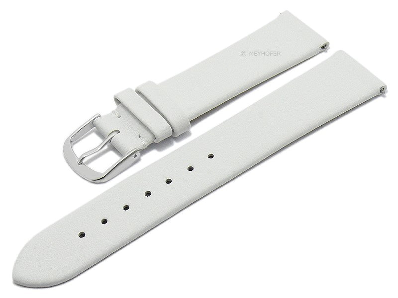 Meyhofer EASY-CLICK Uhrenarmband Natal 21mm weiß Leder glatt ohne Naht (Schließenanstoß 20 mm)