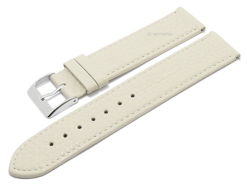 Uhrenarmband EASY-CLICK XS (extrakurz) Tobago 16mm creme echt Leder genarbt matt abgenäht von MEYHOFER (Schließenbreite 14 mm)