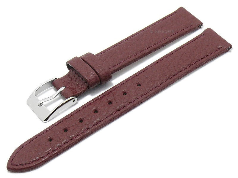 Uhrenarmband EASY-CLICK Trinidad 12mm bordeaux echt Leder genarbt matt abgenäht von MEYHOFER (Schließenbreite 12 mm)