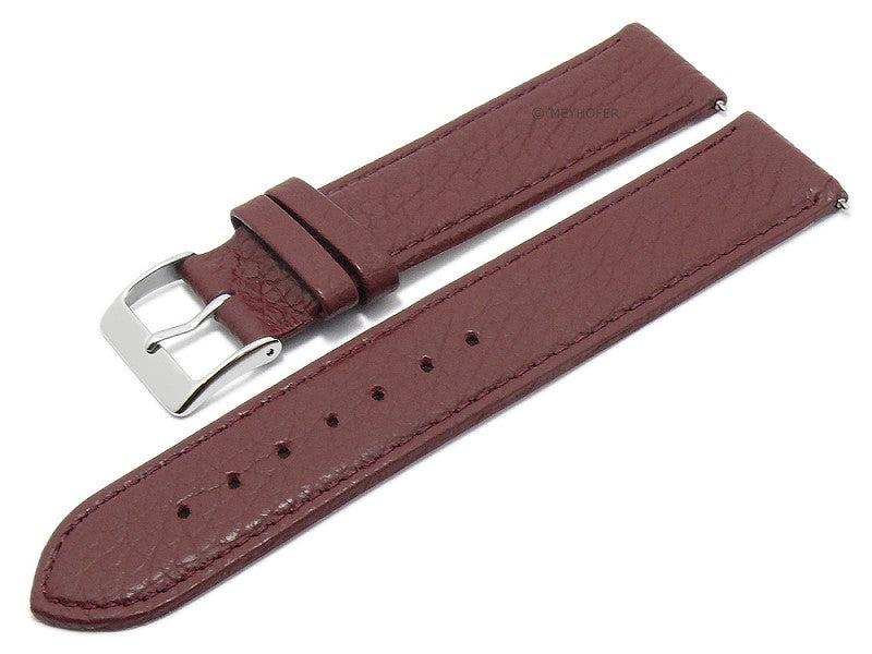 Uhrenarmband EASY-CLICK Trinidad 18mm bordeaux echt Leder genarbt matt abgenäht von MEYHOFER (Schließenbreite 18 mm)