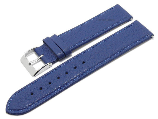 Uhrenarmband EASY-CLICK XS (extrakurz) Tobago 20mm dunkelblau echt Leder genarbt matt abgenäht von MEYHOFER (Schließenbreite 18 mm)