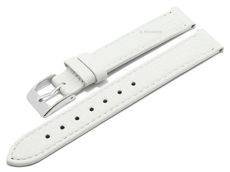 Uhrenarmband EASY-CLICK Trinidad 14mm weiß echt Leder genarbt matt abgenäht von MEYHOFER (Schließenbreite 14 mm)