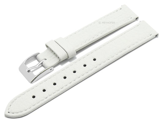 Uhrenarmband EASY-CLICK Trinidad 14mm weiß echt Leder genarbt matt abgenäht von MEYHOFER (Schließenbreite 14 mm)