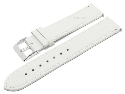 Uhrenarmband EASY-CLICK XS (extrakurz) Tobago 16mm weiß echt Leder genarbt matt abgenäht von MEYHOFER (Schließenbreite 14 mm)