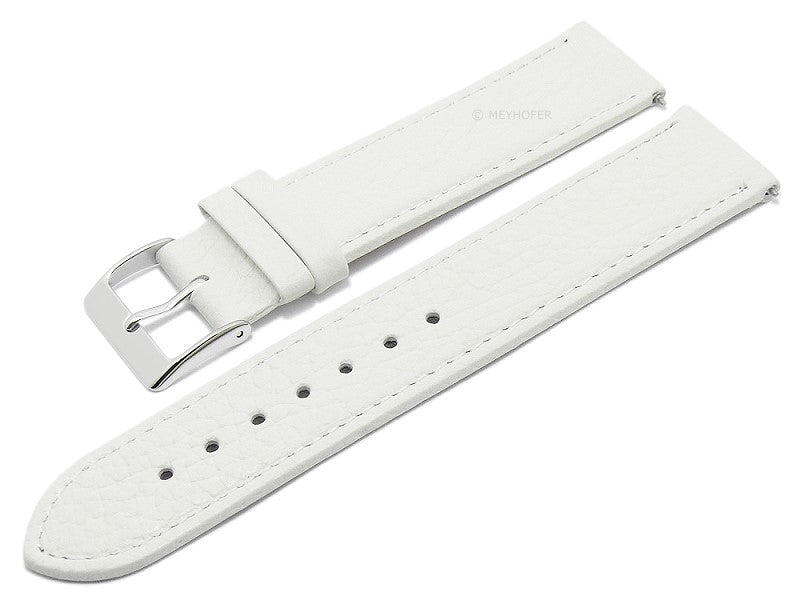 Uhrenarmband EASY-CLICK Trinidad 18mm weiß echt Leder genarbt matt abgenäht von MEYHOFER (Schließenbreite 18 mm)