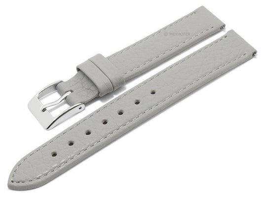 Uhrenarmband EASY-CLICK Trinidad 12mm hellgrau echt Leder genarbt matt abgenäht von MEYHOFER (Schließenbreite 12 mm)