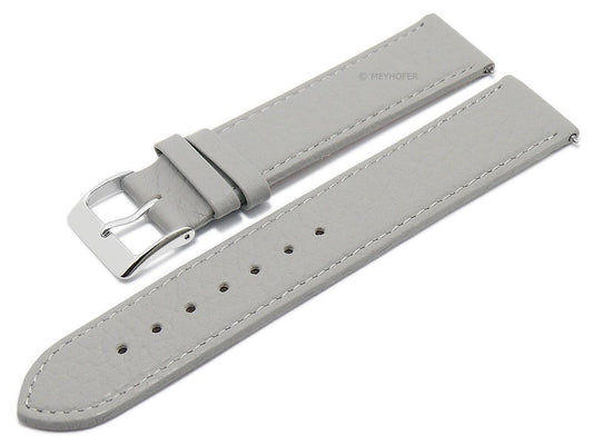Uhrenarmband EASY-CLICK XS (extrakurz) Tobago 20mm hellgrau echt Leder genarbt matt abgenäht von MEYHOFER (Schließenbreite 18 mm)