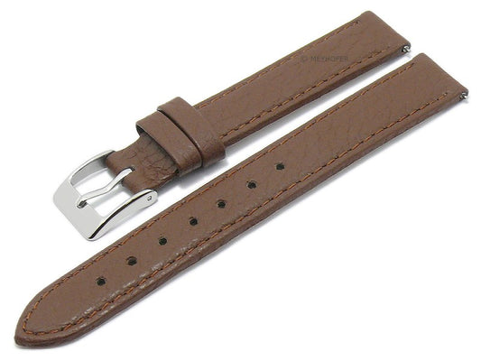 Uhrenarmband EASY-CLICK Trinidad 12mm dunkelbraun echt Leder genarbt matt abgenäht von MEYHOFER (Schließenbreite 12 mm)