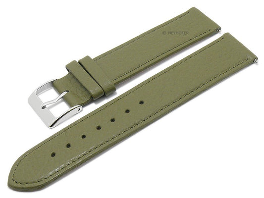 Uhrenarmband EASY-CLICK XS (extrakurz) Tobago 20mm oliv-grün echt Leder genarbt matt abgenäht von MEYHOFER (Schließenbreite 18 mm)