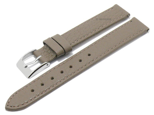 Uhrenarmband EASY-CLICK Trinidad 14mm taupe echt Leder genarbt matt abgenäht von MEYHOFER (Schließenbreite 14 mm)