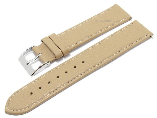 Uhrenarmband EASY-CLICK Trinidad 20mm beige echt Leder genarbt matt abgenäht von MEYHOFER (Schließenbreite 20 mm)