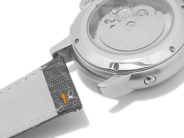 Uhrenarmband EASY-CLICK Mendoza 12mm schwarz echt Leder Teju-Prägung abgenäht von MEYHOFER (Schließenbreite 12 mm)
