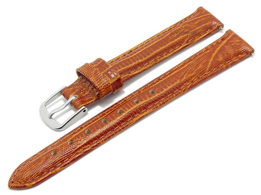 Uhrenarmband EASY-CLICK Mendoza 14mm rostbraun echt Leder Teju-Prägung abgenäht von MEYHOFER (Schließenbreite 12 mm)
