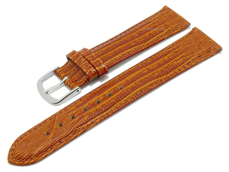 Uhrenarmband EASY-CLICK Mendoza 20mm rostbraun echt Leder Teju-Prägung abgenäht von MEYHOFER (Schließenbreite 18 mm)