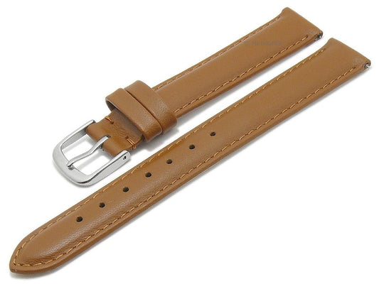 Uhrenarmband EASY-CLICK Naperville 13mm hellbraun echt Leder glatt abgenäht von MEYHOFER (Schließenbreite 12 mm)