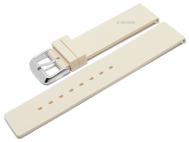 Uhrenarmband EASY-CLICK Coburg 18mm beige Silikon glatt matt von MEYHOFER (Schließenbreite 18 mm)