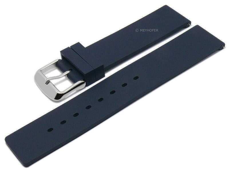 Uhrenarmband EASY-CLICK Coburg 18mm dunkelblau Silikon glatt matt von MEYHOFER (Schließenbreite 18 mm)