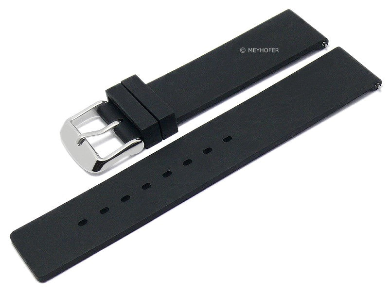 Uhrenarmband EASY-CLICK Coburg 20mm schwarz Silikon glatt matt von MEYHOFER (Schließenbreite 20 mm)