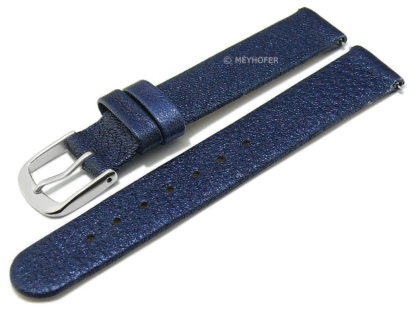 Uhrenarmband EASY-CLICK XS (extrakurz) Prado 14mm dunkelblau-metallic echt Leder ohne Bandnaht von MEYHOFER (Schließenbreite 14 mm)