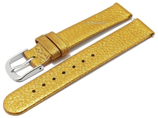 Uhrenarmband EASY-CLICK XS (extrakurz) Prado 16mm goldfarben-metallic echt Leder ohne Bandnaht von MEYHOFER (Schließenbreite 16 mm)
