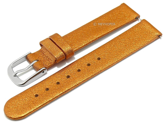 Uhrenarmband EASY-CLICK XS (extrakurz) Prado 16mm orange-metallic echt Leder ohne Bandnaht von MEYHOFER (Schließenbreite 16 mm)