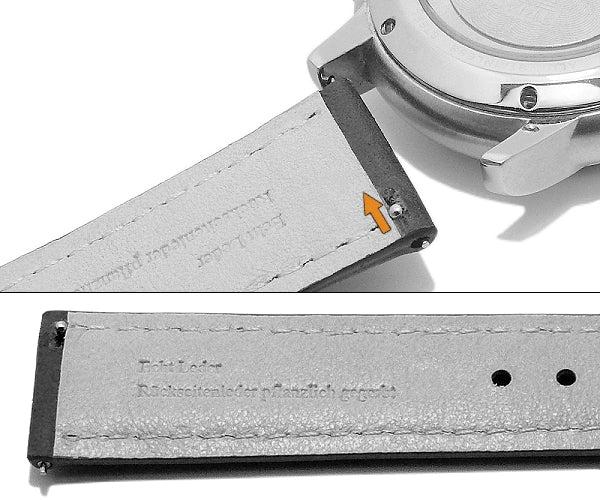 Uhrenarmband EASY-CLICK Altenburg 18mm anthrazit echt Leder abgenäht Unterseite vegetabil gegerbt von MEYHOFER (Schließenbreite 16 mm)