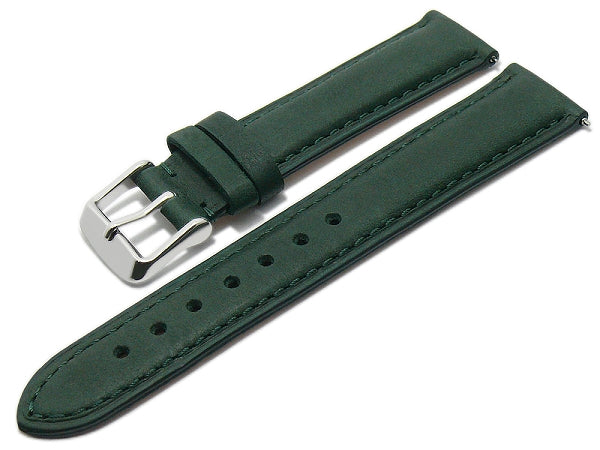 Uhrenarmband EASY-CLICK Altenburg 17mm dunkelgrün echt Leder abgenäht Unterseite vegetabil gegerbt von MEYHOFER (Schließenbreite 16 mm)