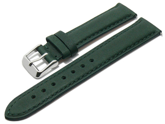 Meyhofer EASY-CLICK Uhrenarmband Altenburg 22mm dunkelgrün Leder abgenäht Unterseite vegetabil (Schließe 20 mm)