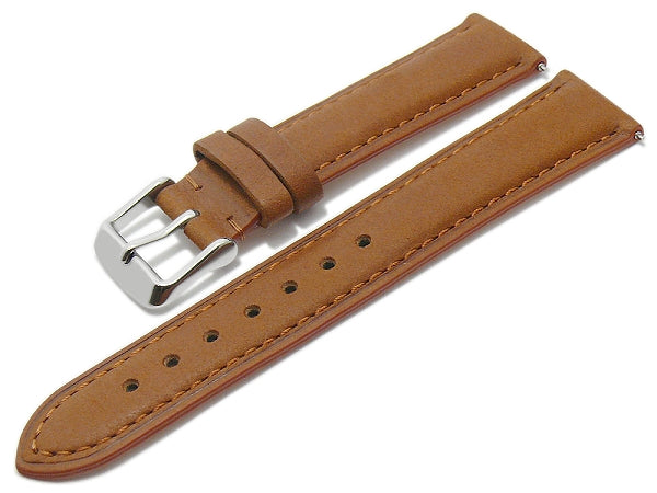 Uhrenarmband EASY-CLICK Altenburg 19mm hellbraun echt Leder abgenäht Unterseite vegetabil gegerbt von MEYHOFER (Schließenbreite 18 mm)