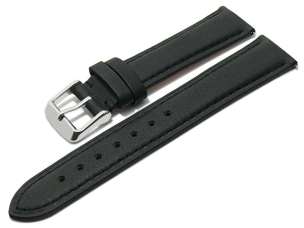 Uhrenarmband EASY-CLICK Altenburg 18mm anthrazit echt Leder abgenäht Unterseite vegetabil gegerbt von MEYHOFER (Schließenbreite 16 mm)