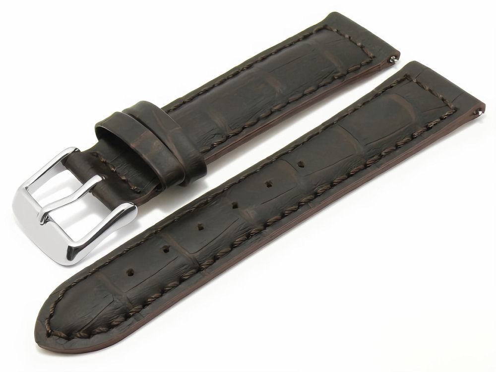 Uhrenarmband BANNACK Leder Alligator-Prägung braun XS extrakurz EASY-CLICK