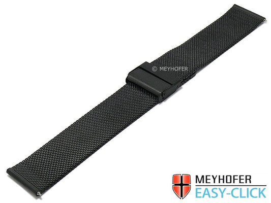 Meyhofer EASY-CLICK Uhrenarmband Dortmund 22mm schwarz Milanaise feines Geflecht matt