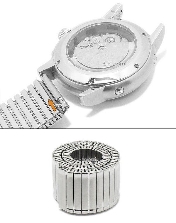 Meyhofer EASY-CLICK Uhrenarmband Wiesbaden 18mm Edelstahl-Zugband teilweise poliert