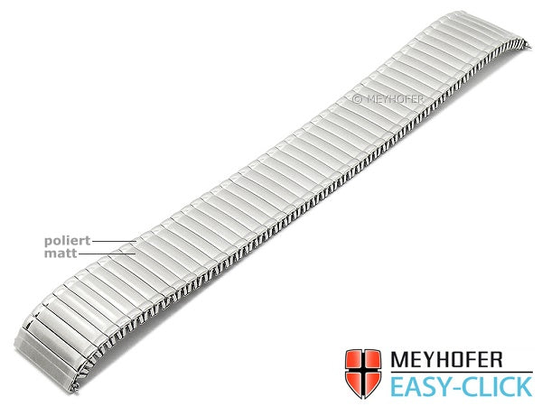 Meyhofer EASY-CLICK Uhrenarmband Wiesbaden 20mm Edelstahl-Zugband teilweise poliert