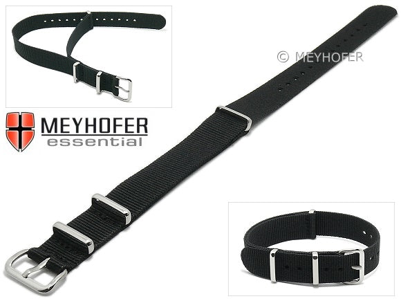 Uhrenarmband Kearney 14mm schwarz Textil/Synthetik Durchzugsband im NATO-Style von MEYHOFER