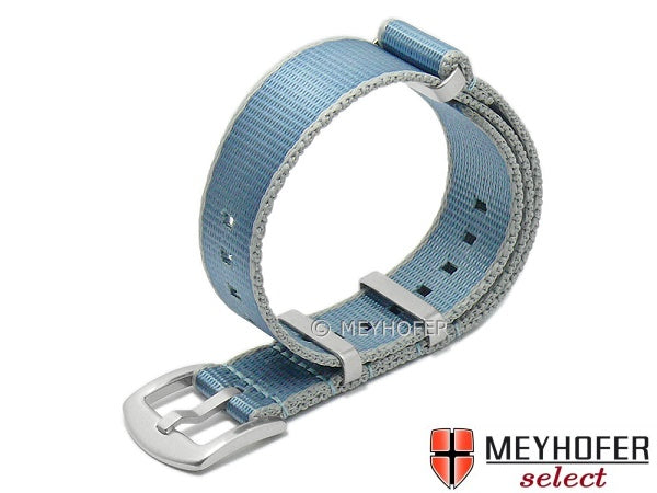 Uhrenarmband Willisburg 20mm hellblau/grau Textil/Synthetik Durchzugsband im NATO-Style von MEYHOFER